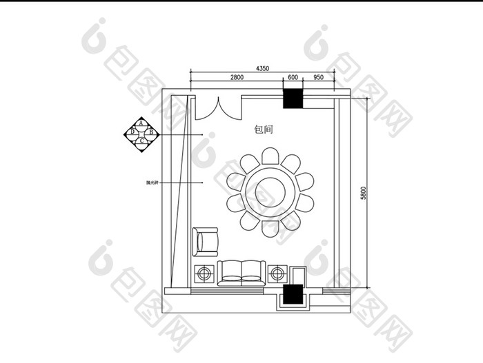 酒店小包间CAD平面图