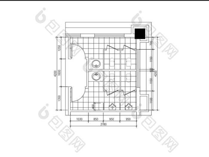酒店卫生间平面布局图CAD图纸
