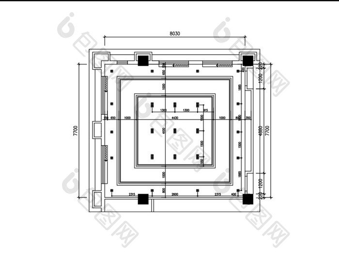 写字楼会议室吊顶图CAD图纸