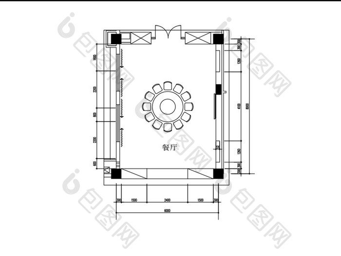 酒店餐厅平面布局图CAD图纸