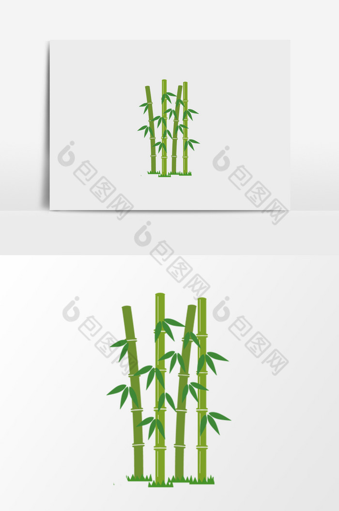水彩插画叶子竹树图片