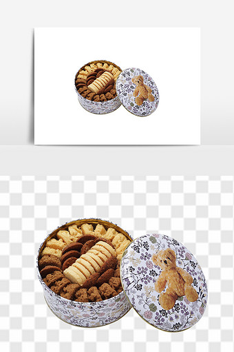 美味可口曲奇饼干礼盒元素图片
