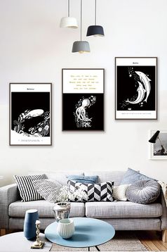 现代简约北欧INS反色差风景装饰画图片