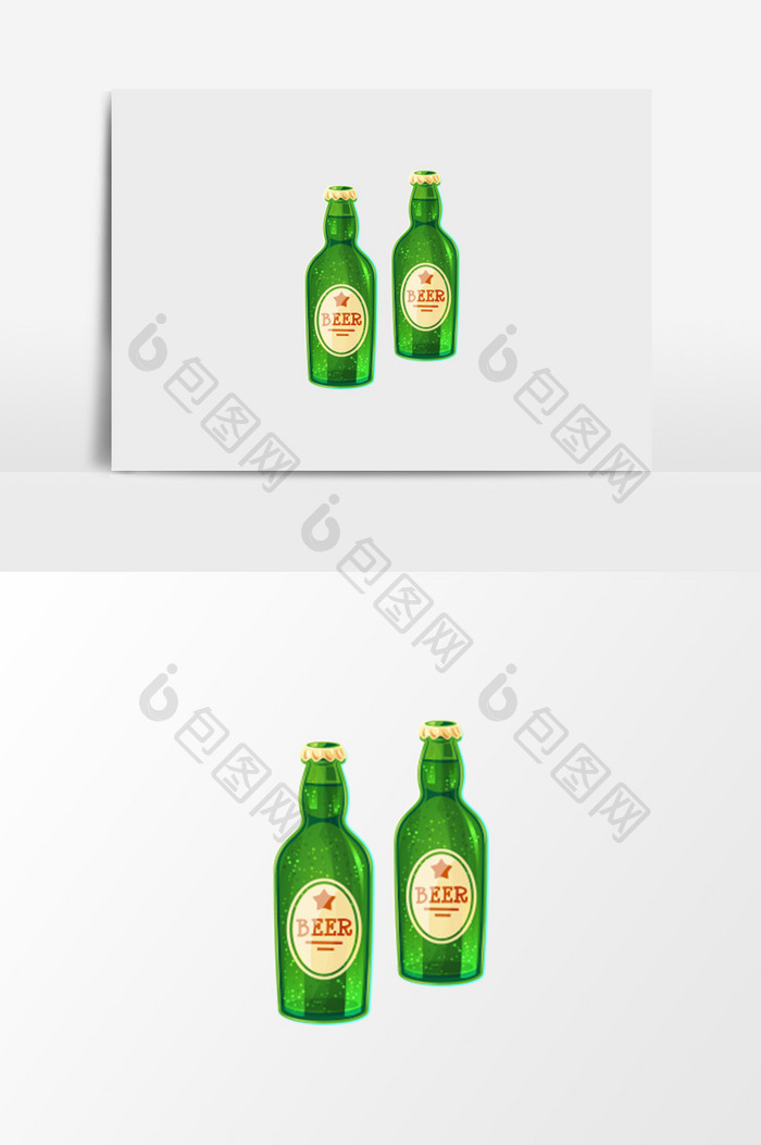 绿色卡通啤酒瓶素材