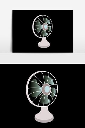 白色卡通矢量电风扇