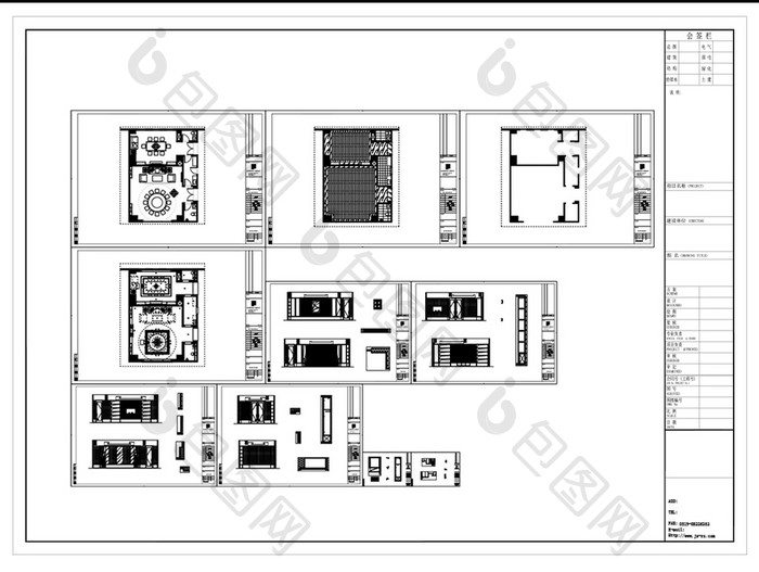 餐饮空间包间设计CAD施工图纸