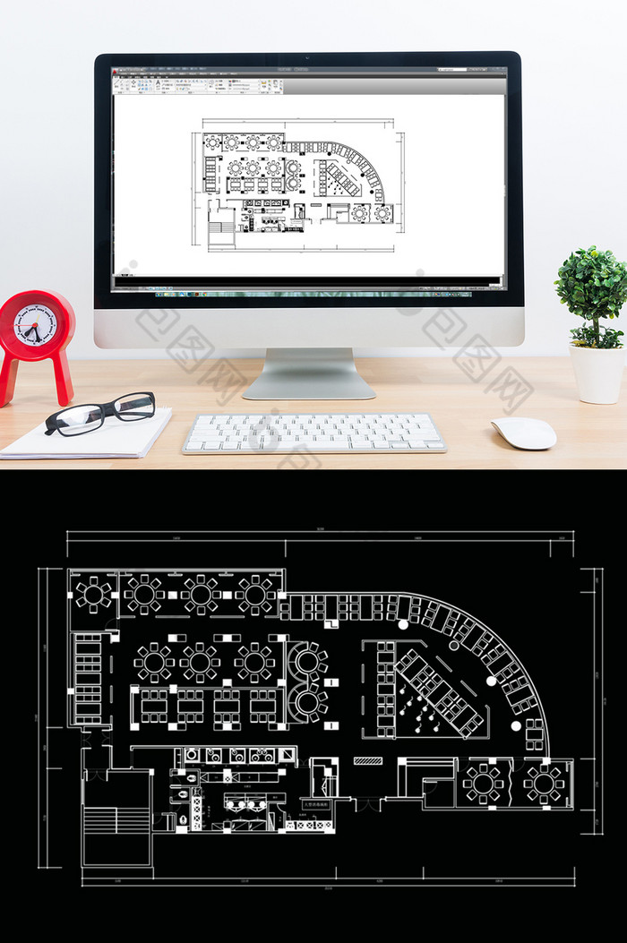 餐饮空间设计CAD平面方案图片图片