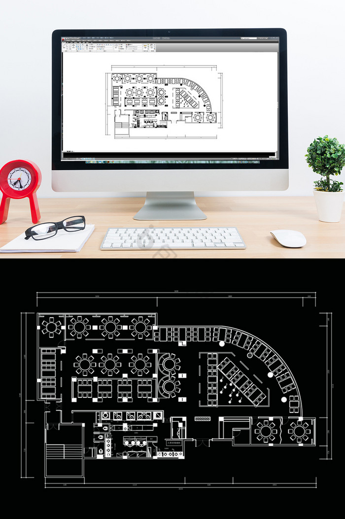 餐饮空间设计CAD平面方案图片