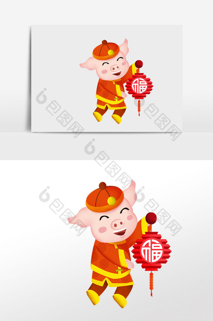 猪年卡通2019红色喜庆原创卡通中国结猪