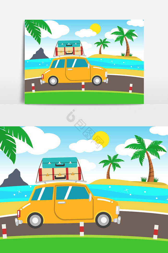 创意手绘不规则图形夏季高温天气融化阴天下雨天气插画清凉手绘海边