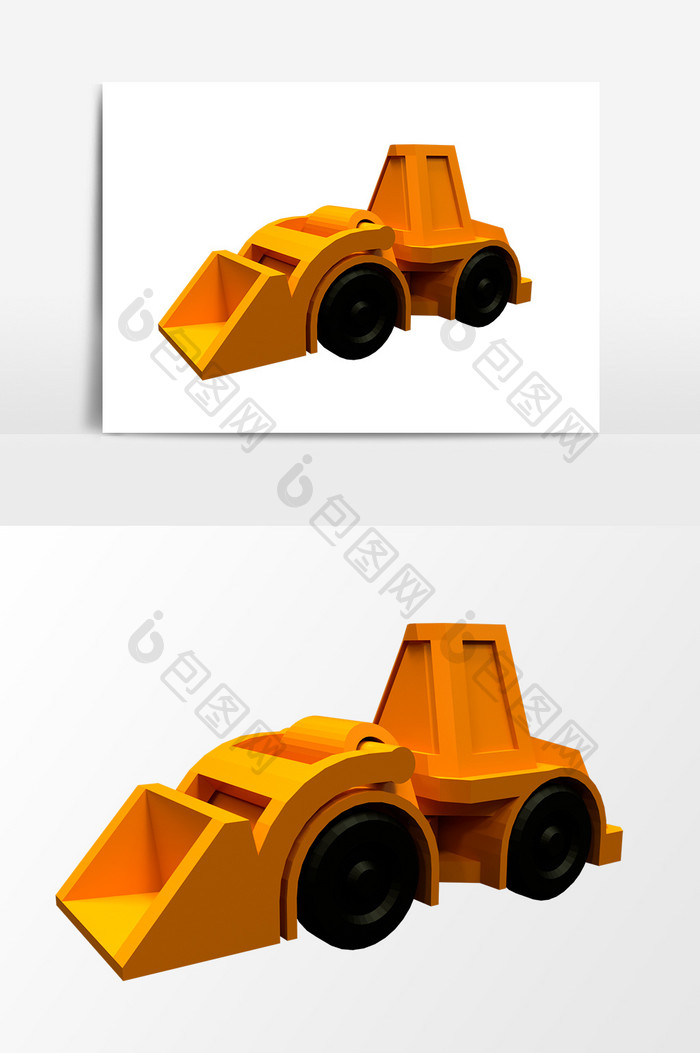 3D卡通铲车设计元素