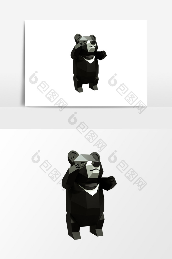 3D卡通黑熊设计元素