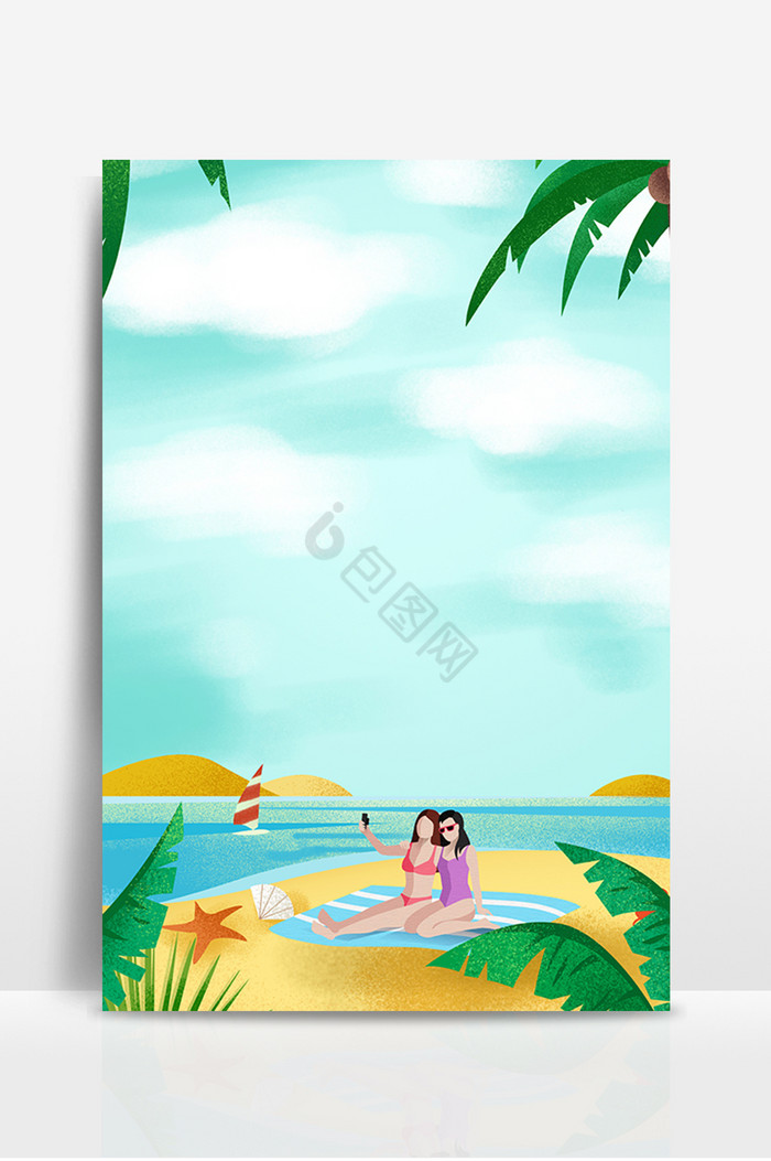 夏季沙滩度假的美女广告图图片