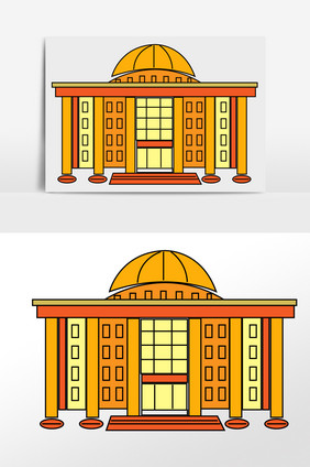 圆形房顶的黄色建筑物元素