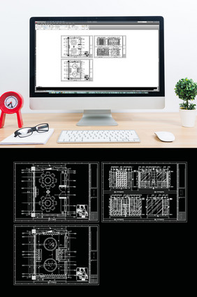 餐饮空间包厢设计CAD施工图纸