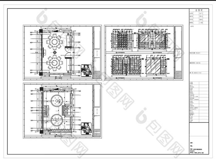 餐饮空间包厢设计CAD施工图纸