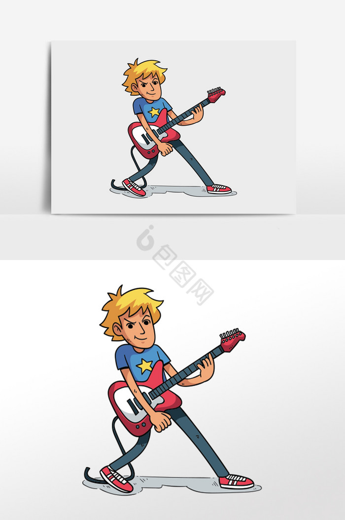 青少年弹吉他插画图片