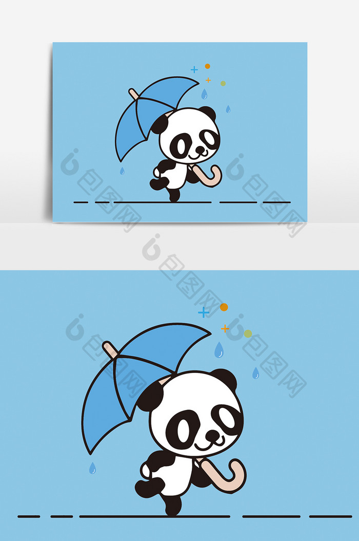 小熊猫打伞设计元素