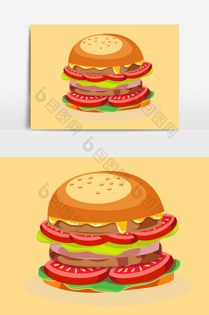 汉堡食物设计元素
