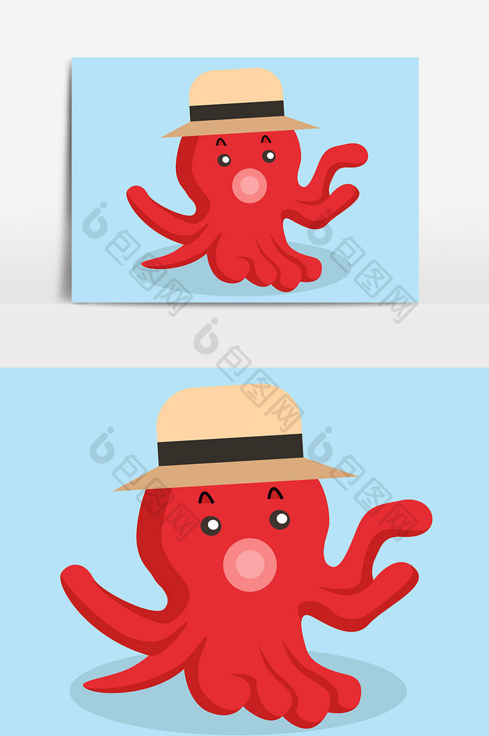 章鱼红色设计元素