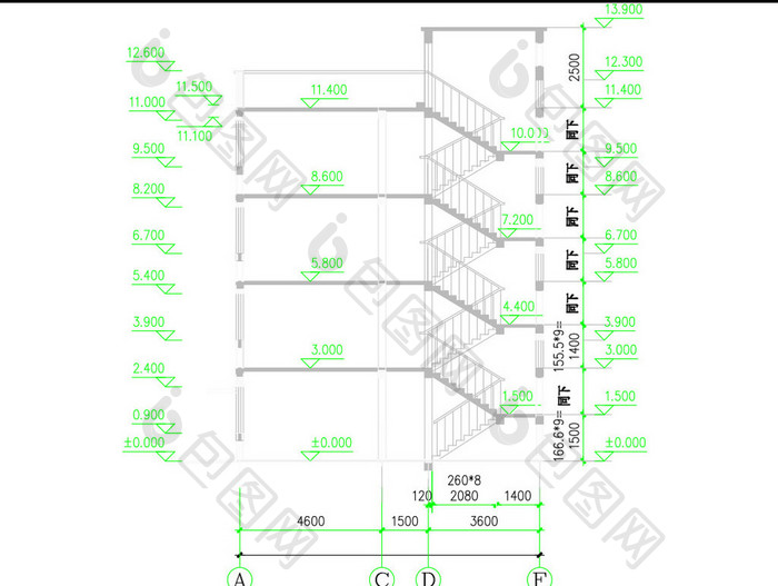 单身公寓建筑施工图CAD