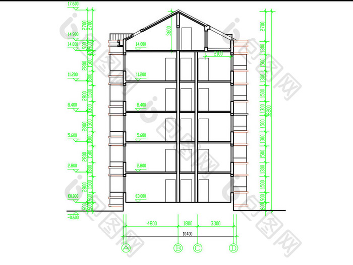 阁楼住宅楼的CAD建筑施工图