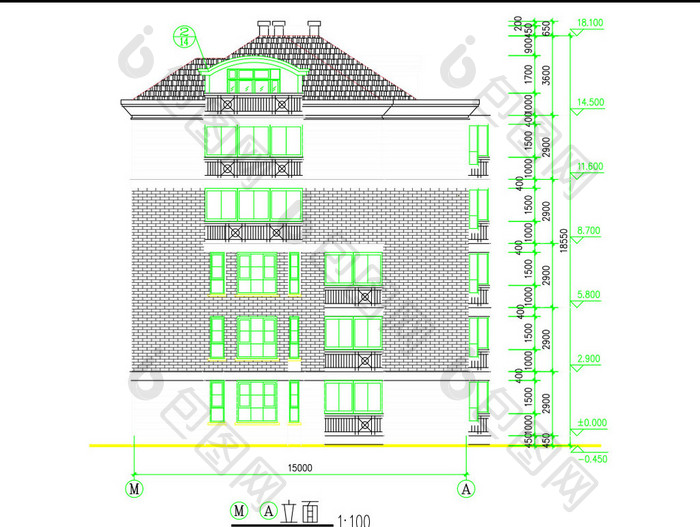 五层住宅小楼建筑施工图CAD