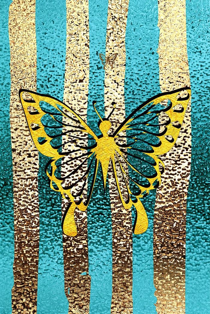 现代简约金色小蝴蝶抽象背景装饰画