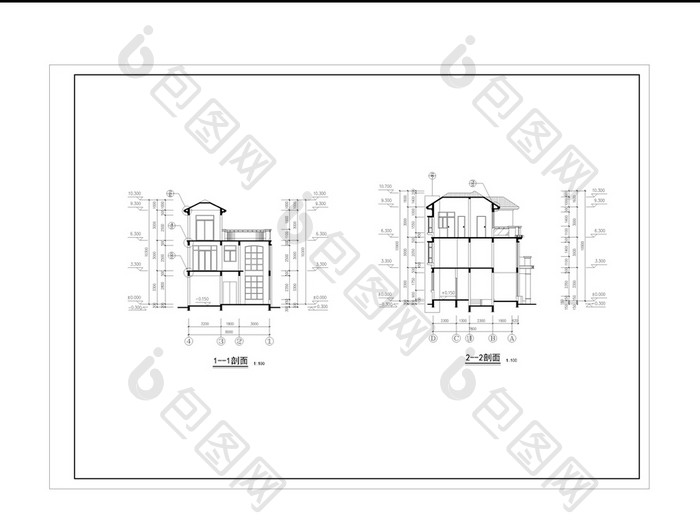 别墅建筑设计CAD建筑施工图