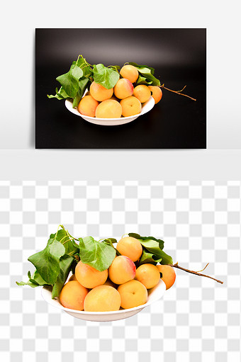 新鲜杏高清免抠透底实拍水果元素图片