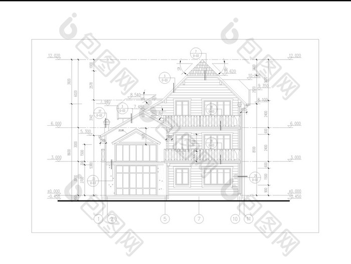 三层房屋CAD建筑施工图纸