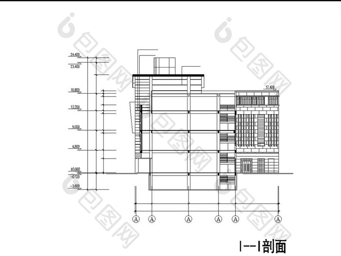 四层商业中心CAD建筑设计方案图