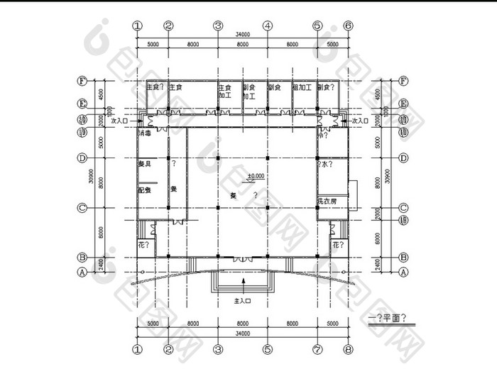 小食堂的建筑设计CAD方案图图纸