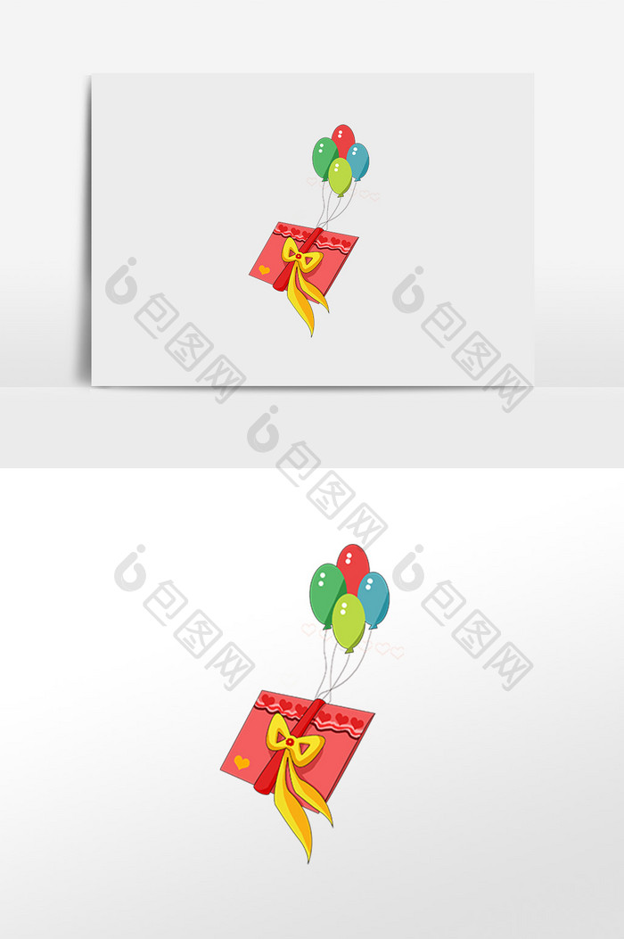 彩色气球送信儿童插画素材