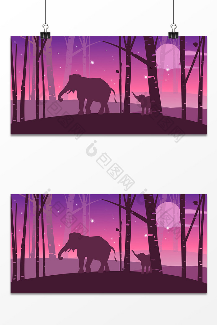 浪漫动物大象设计背景图