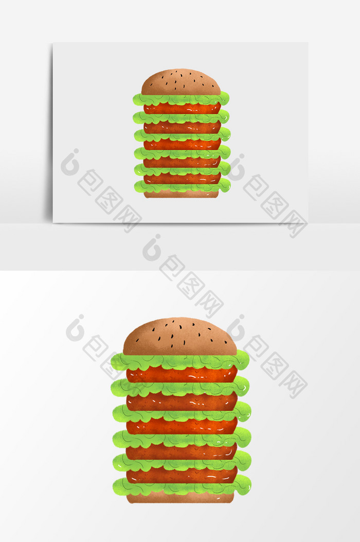 卡通手绘汉堡包素材