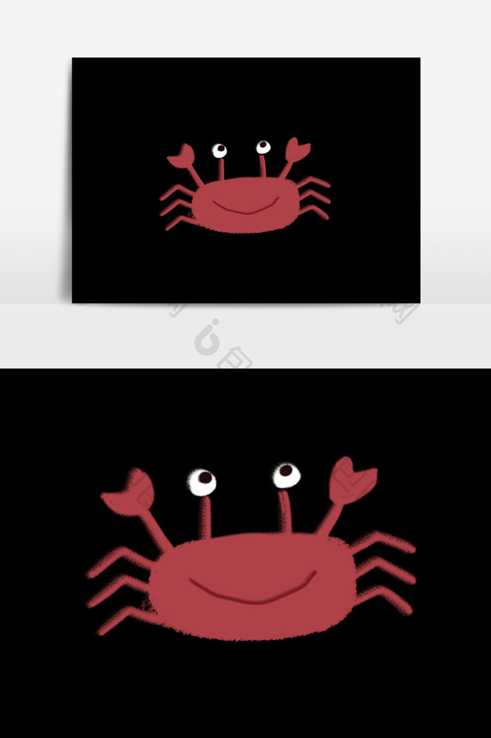 可爱卡通手绘红色螃蟹