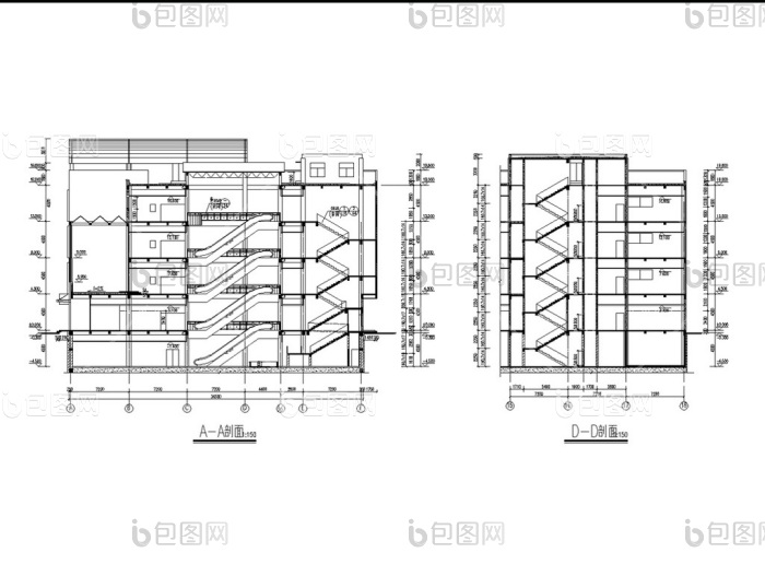 商场施工图cad建筑设计图纸-包图网