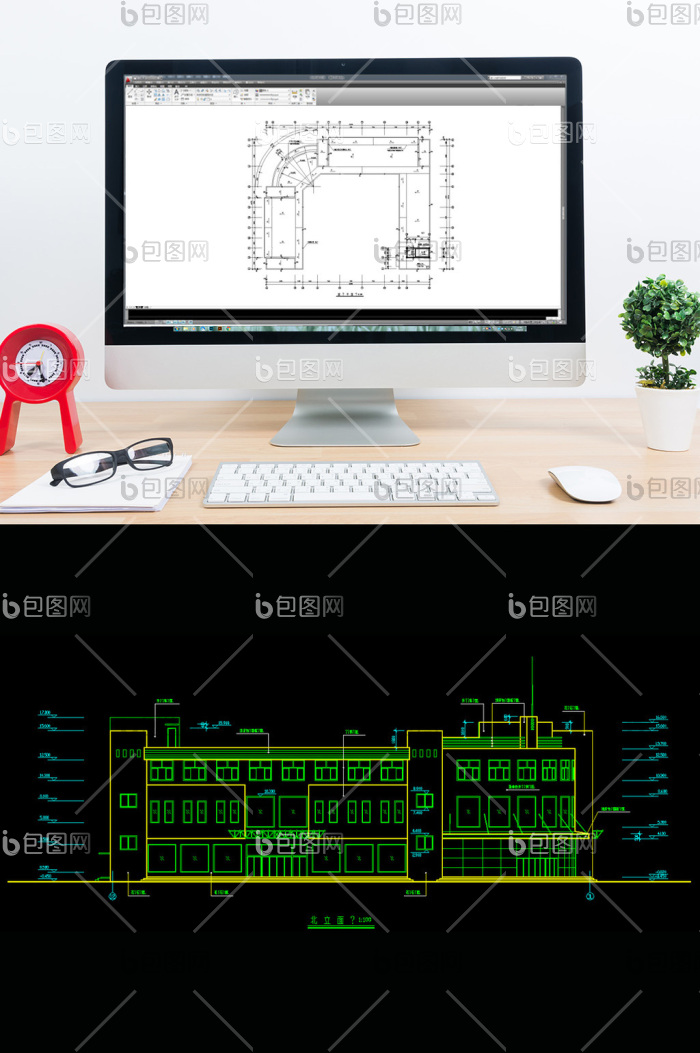 中型的商场cad建筑设计施工图图纸-包图网