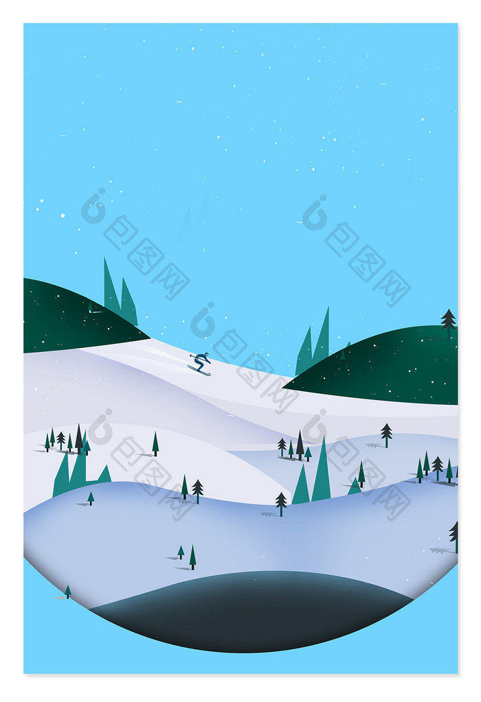 矢量立体山峰滑雪广告背景图片