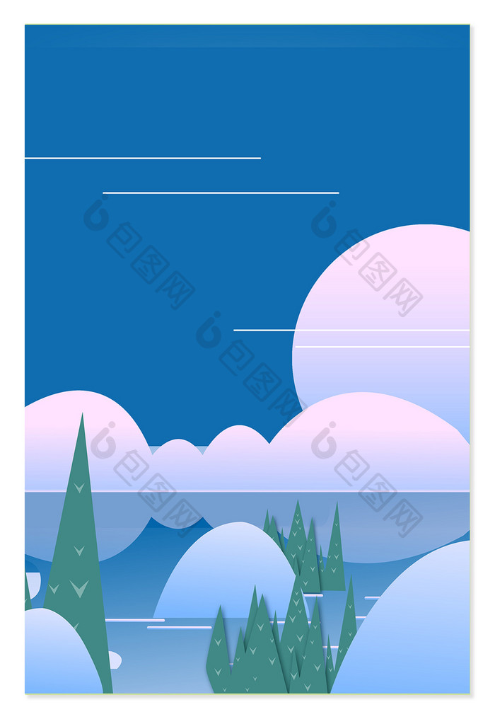 蓝色扁平旅行风景广告设计背景图片