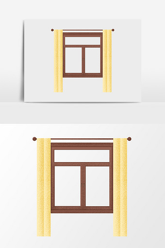 通手绘窗户窗帘素材图片