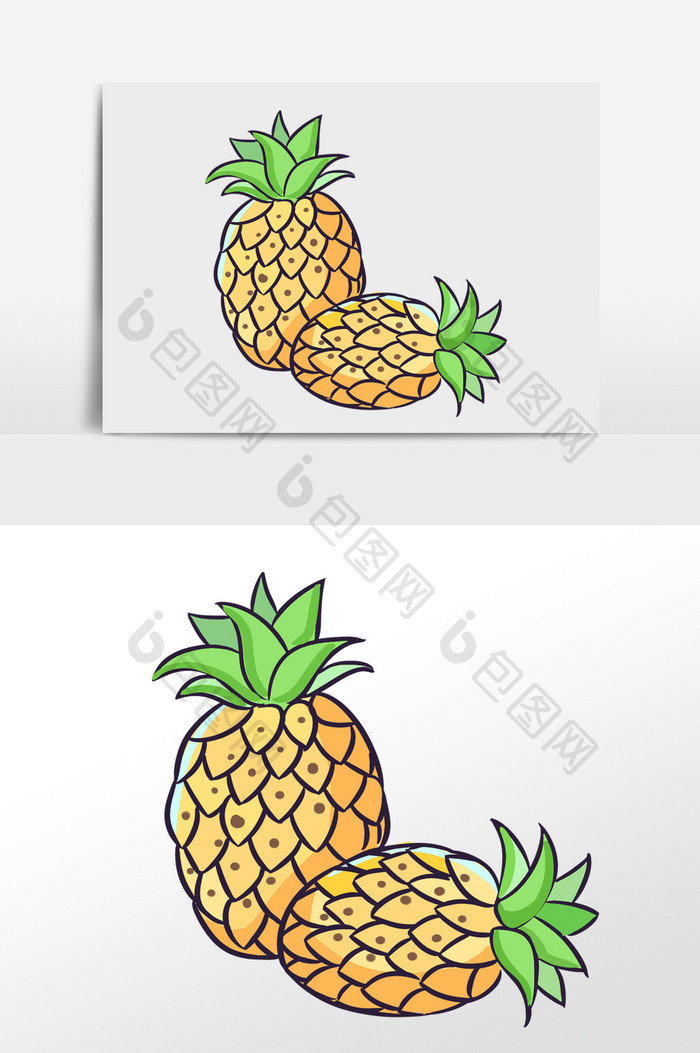 手绘菠萝插画元素