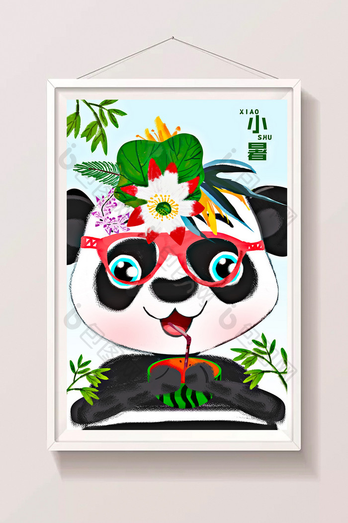 唯美小暑动物创意插画