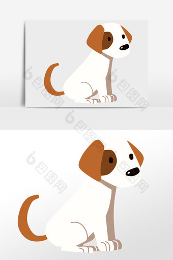 手绘小狗动物插画元素图片