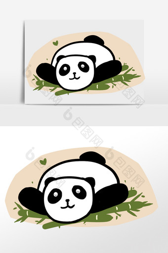 手绘的熊猫插画元素图片