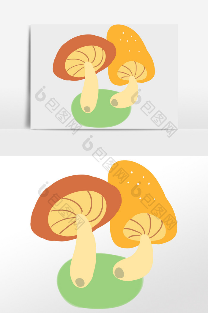 手绘彩色蘑菇插画元素