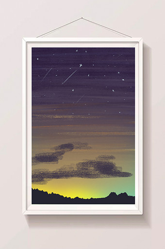 漂亮的夜空唯美背景插画图片