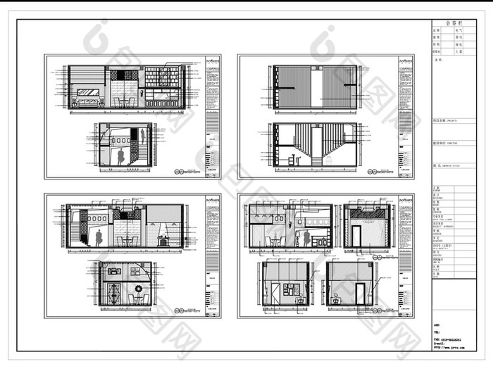 会所空间立面CAD施工图纸