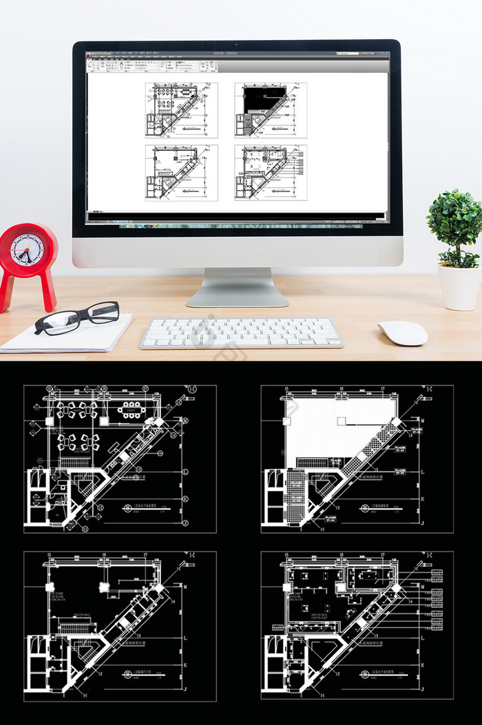 传统中式会所空间设计CAD图图片